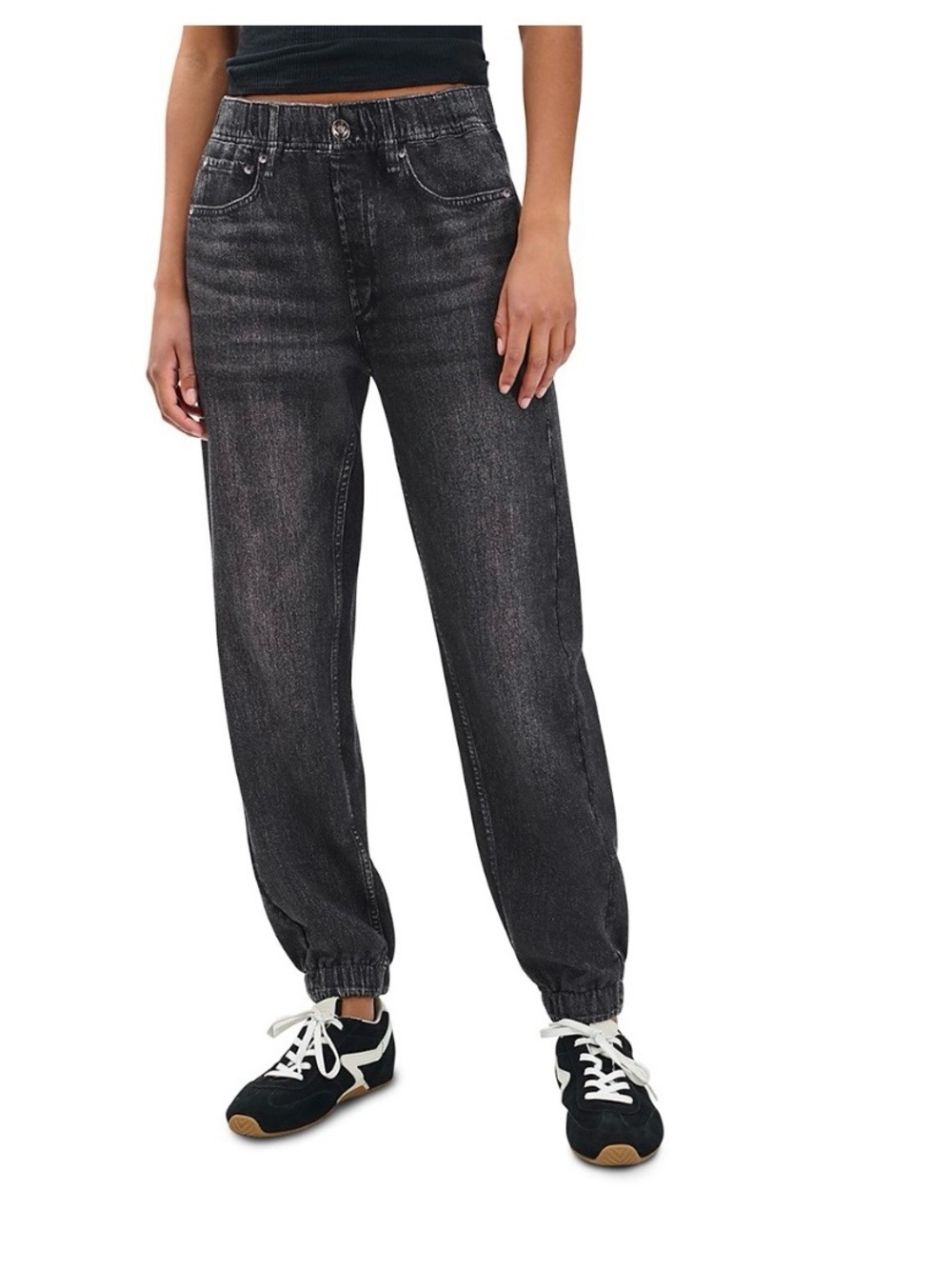 rag & bone Miramar Black Washed 
 Jogger Sweatpant Jeans, Large